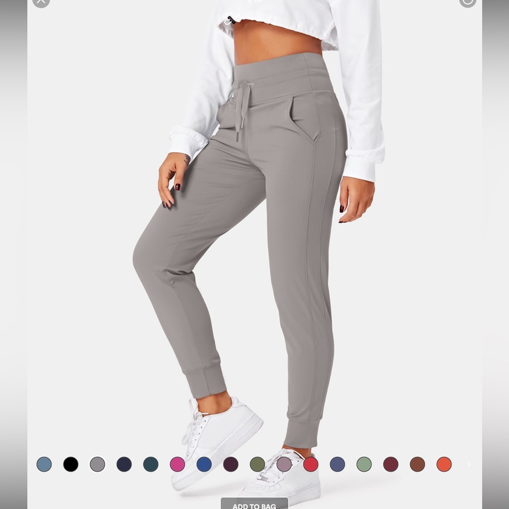 Cloudful Air Fabric High Waisted Drawstring Plain Full Length Joggers